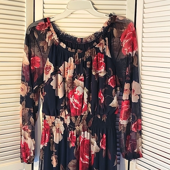 KATE AND LILY BLUE FLORAL MIDI DRESS SZ 12P - Picture 2 of 8